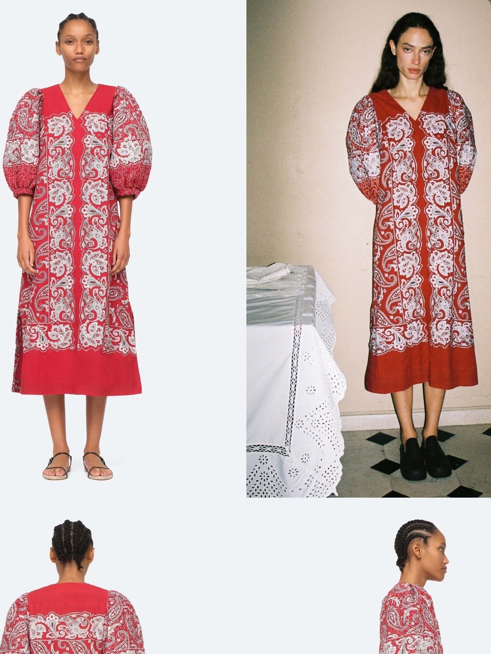 Sea New York Red Paisley Puff-Sleeve Maxi Dress